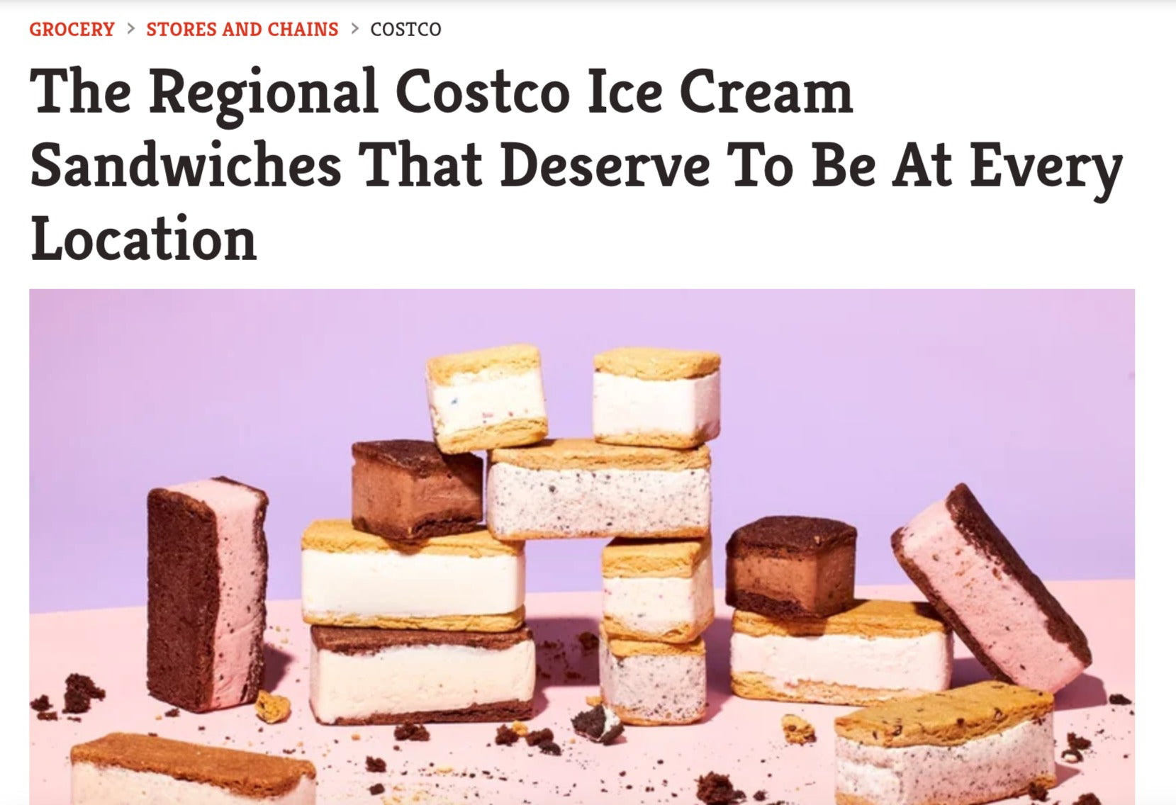 Press: The Regional Costco Ice Cream Sandwiches That Deserve To Be At Every Location