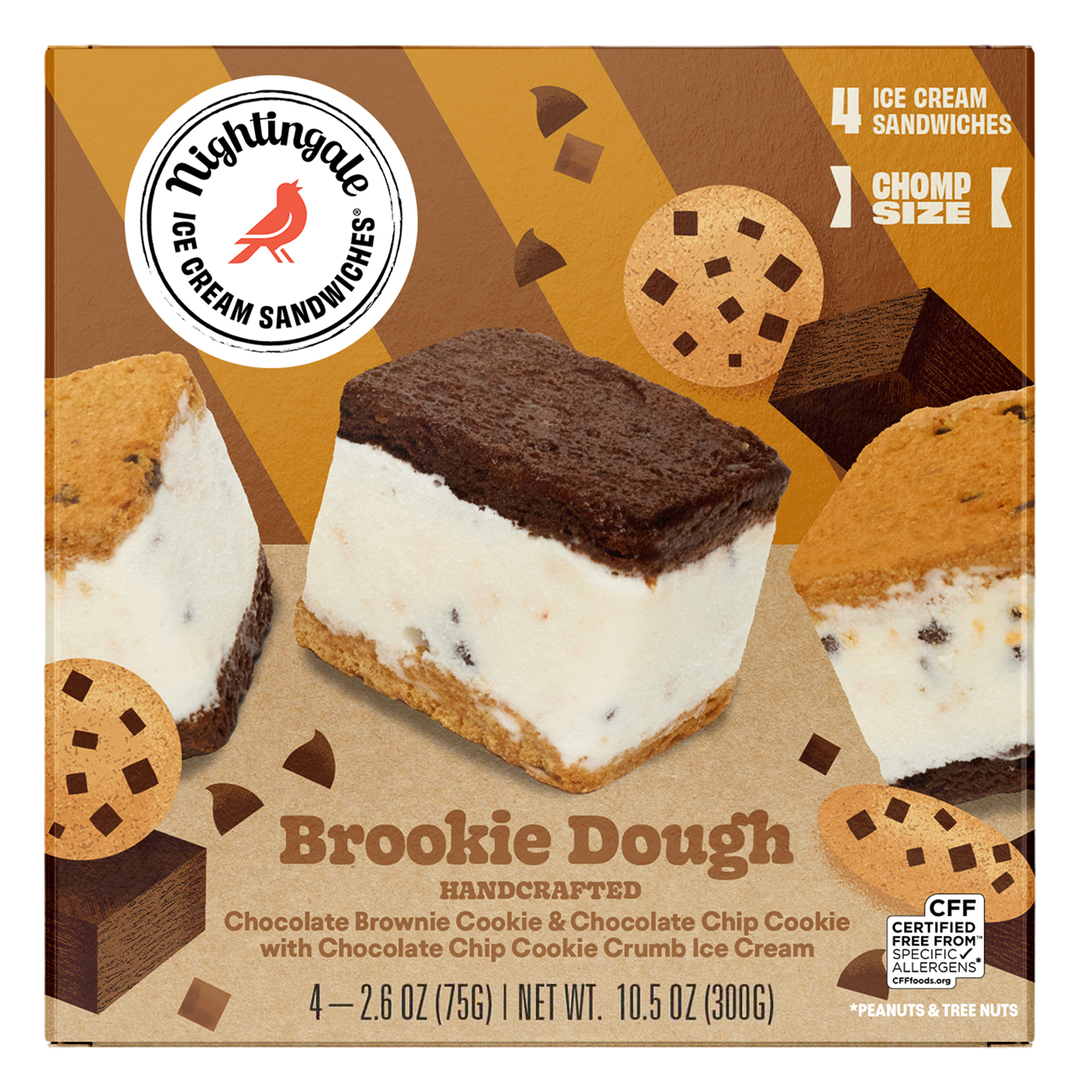 Nightingale Ice Cream Sandwiches Brookie Dough (Chomp Size 4-pack) — product image